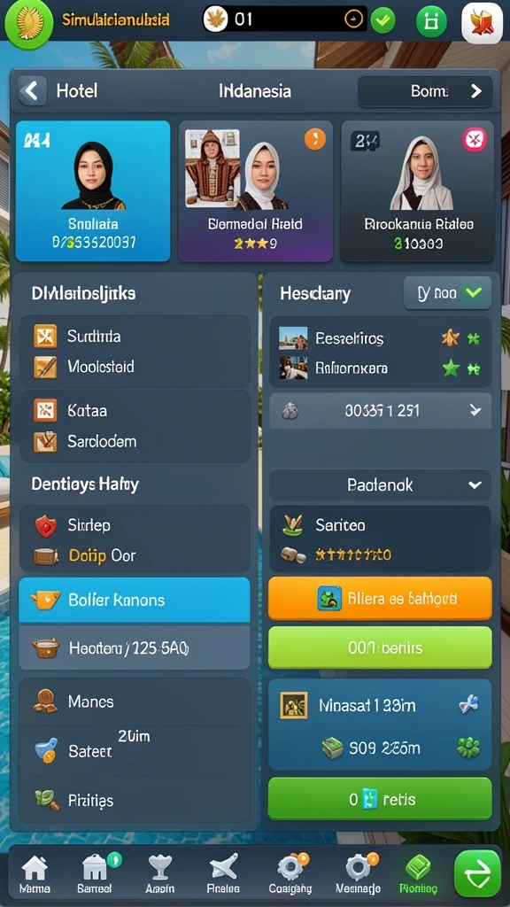 Screenshot menggambarkan variasi permainan yang tersedia.