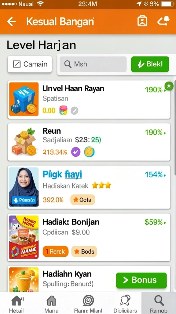Layar permainan MENANG666 dengan banyak pilihan.